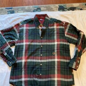 Vintage Tommy Hilfiger Green and Red Collard Button Down Shirt